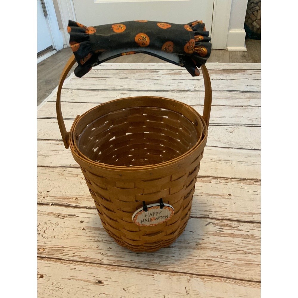 Longaberger Halloween Basket Handwoven Wood Pumpkin Wrap & Charm 1995